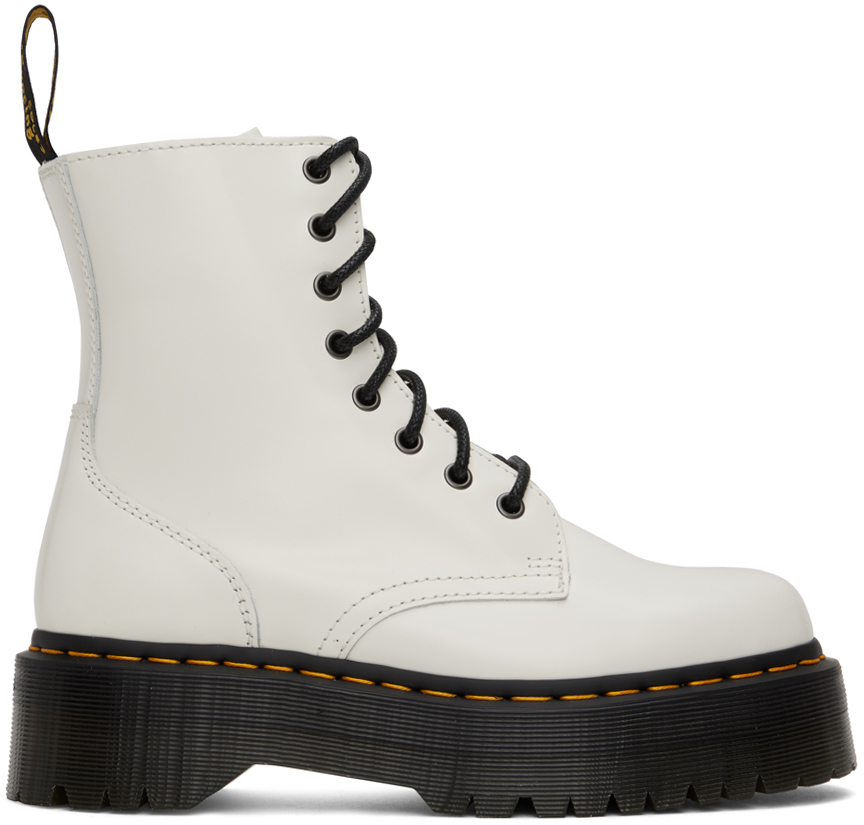 Dr. Martens White Jadon Lace-up Boots In Cobblestone Grey