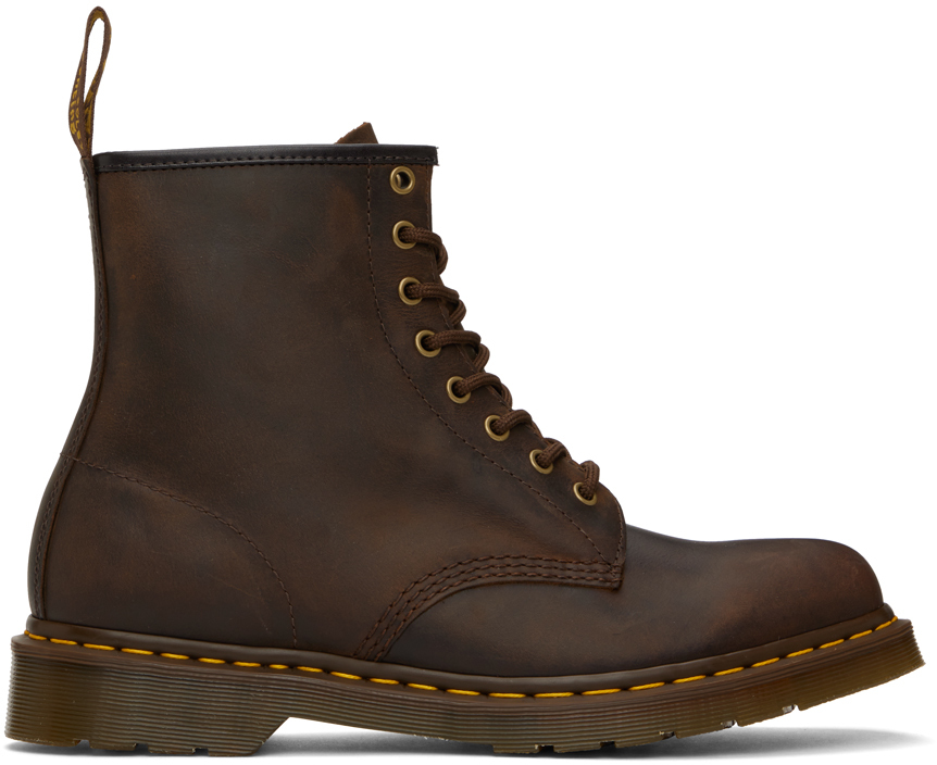 Dr. Martens' 101 Crazy Horse Leather Ankle Boots In Dark Brown Crazy Hor