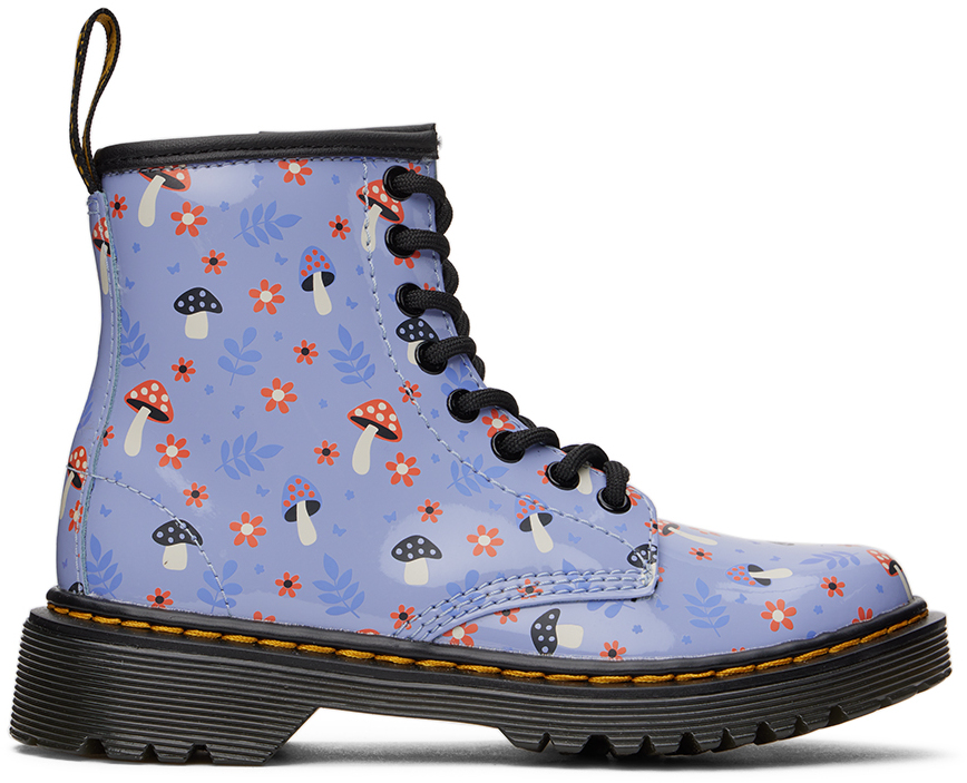 Dr. Martens Baby Blue 1460 Boots In Woodland Patent Lamp