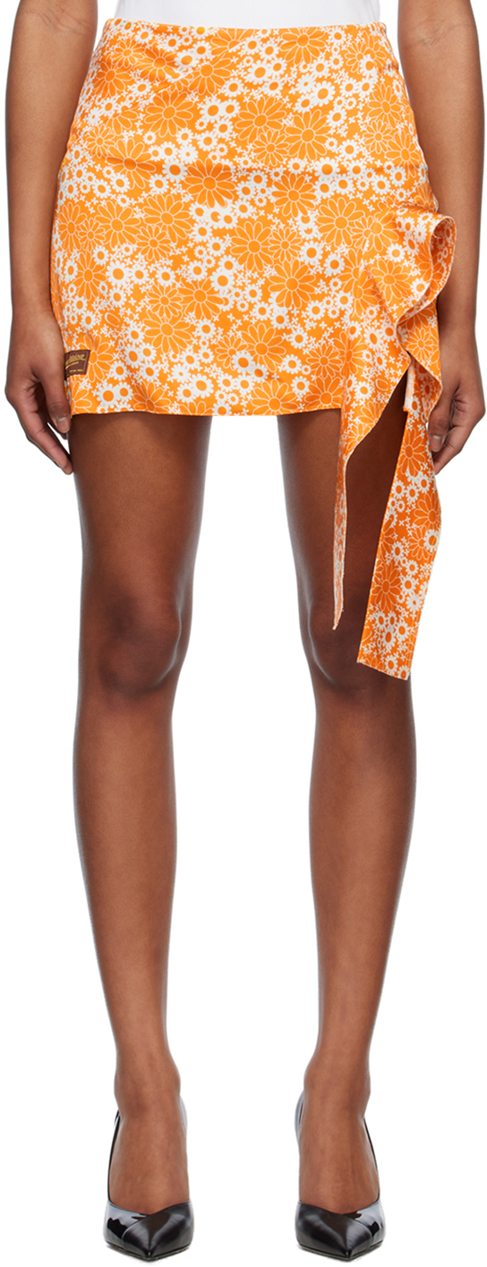 Commission Snipped Skirt In Orange Daisy