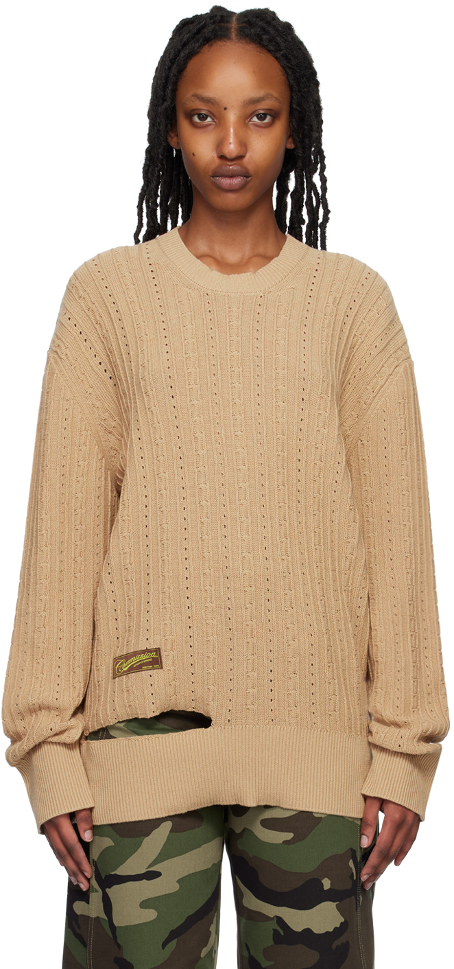 Commission Tan Cutout Sweater In Trench