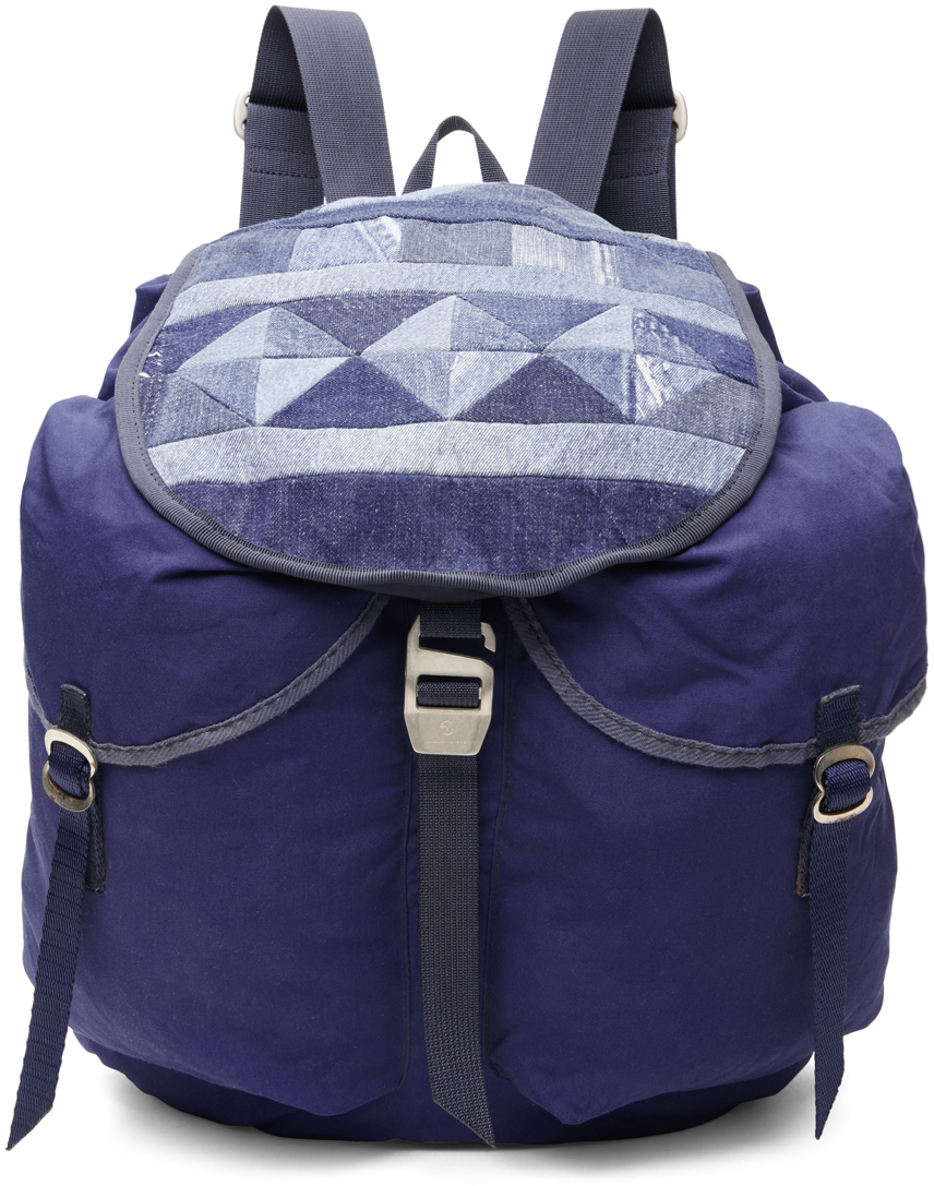 Master-piece Co Blue Remake Bag Project 'serbia' Backpack In Blue-a(denim Patchwo