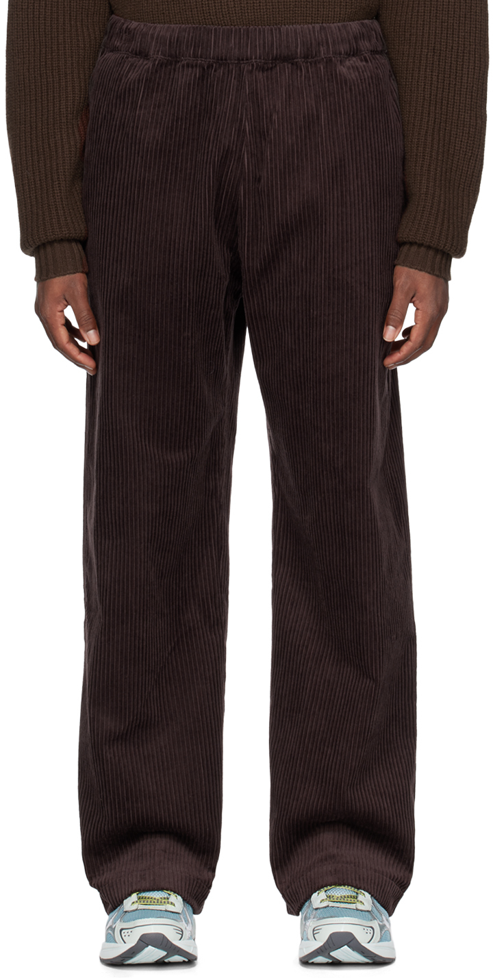 Wynn Hamlyn Brown Relaxed Trousers In Dark Brown