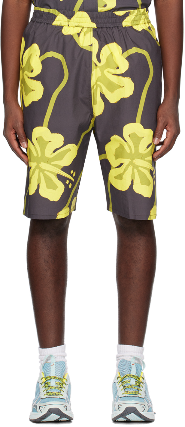Wynn Hamlyn Yellow & Gray Printed Shorts In Marcus Watson X Wynn