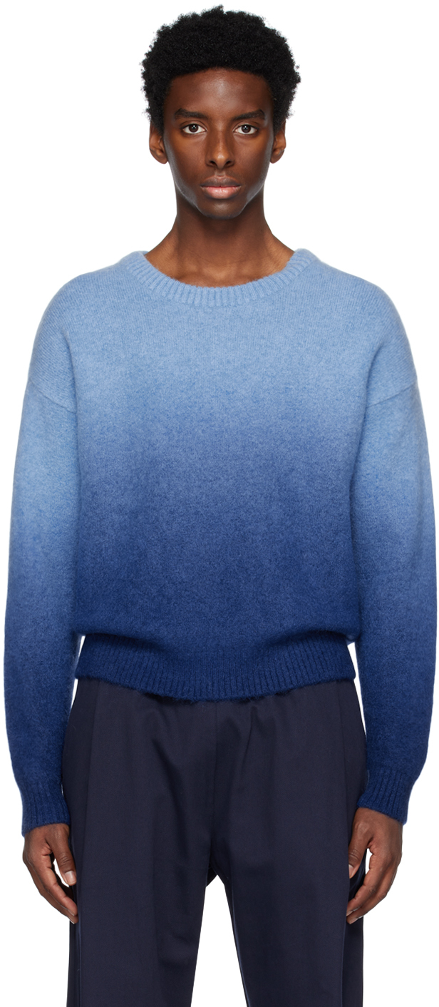 Wynn Hamlyn Blue & Navy Ombre Sweater In Aqua Ombre