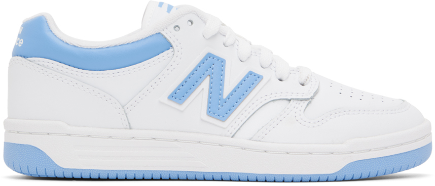 New Balance White & Blue 480 Sneakers