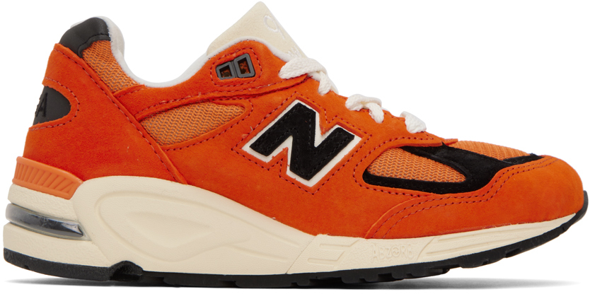 New Balance: Orange & Black 990v2 Sneakers | SSENSE