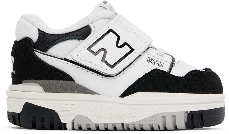New Balance Baby Black & White 550 Sneakers In White/black/rain Clo