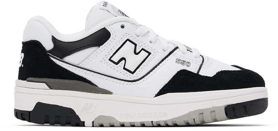 New Balance Kids White & Black 550 Sneakers In White/black/rain Clo