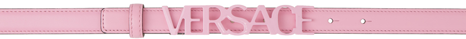 Versace Pink Logo Buckle Leather Belt