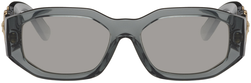 Versace Womens Grey Ve4361 Rectangle Frame Acetate Sunglasses In 311/6g Transparent
