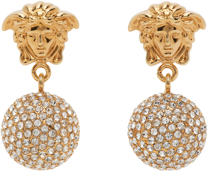 VERSACE GOLD CRYSTAL MEDUSA EARRINGS