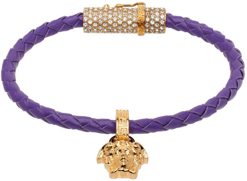 Versace Medusa-plaque Detail Bracelet In Purple