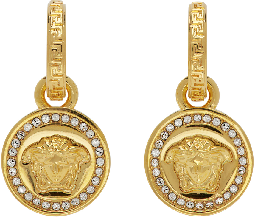 Versace Gold 'La Medusa Greca' Crystal Earrings