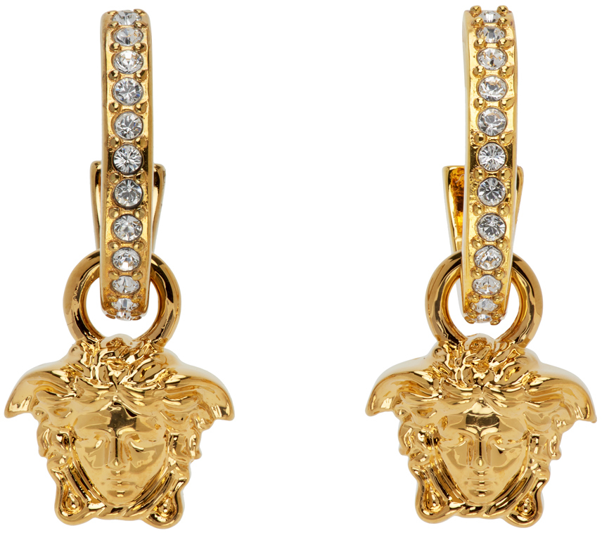 Versace Gold 'La Medusa' Crystal Hoop Earrings