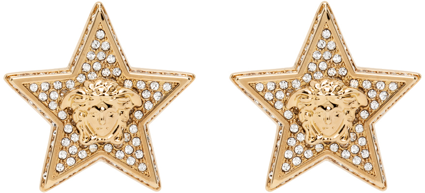 Versace Star Earrings In Gold & Crystal