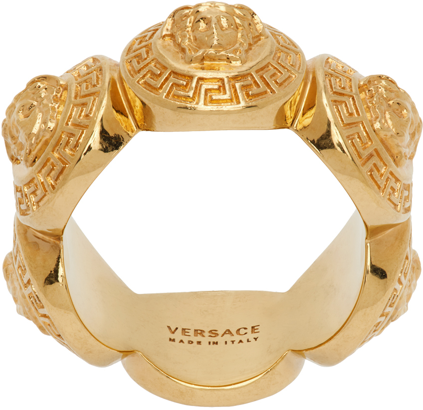 Versace Gold Medusa Ring In Kot Tribute Gold
