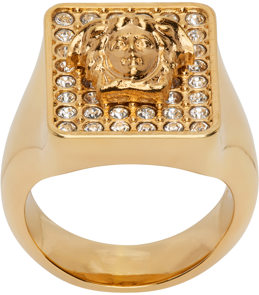Versace Gold Medusa Tiles Ring In 4j090  Gold-c