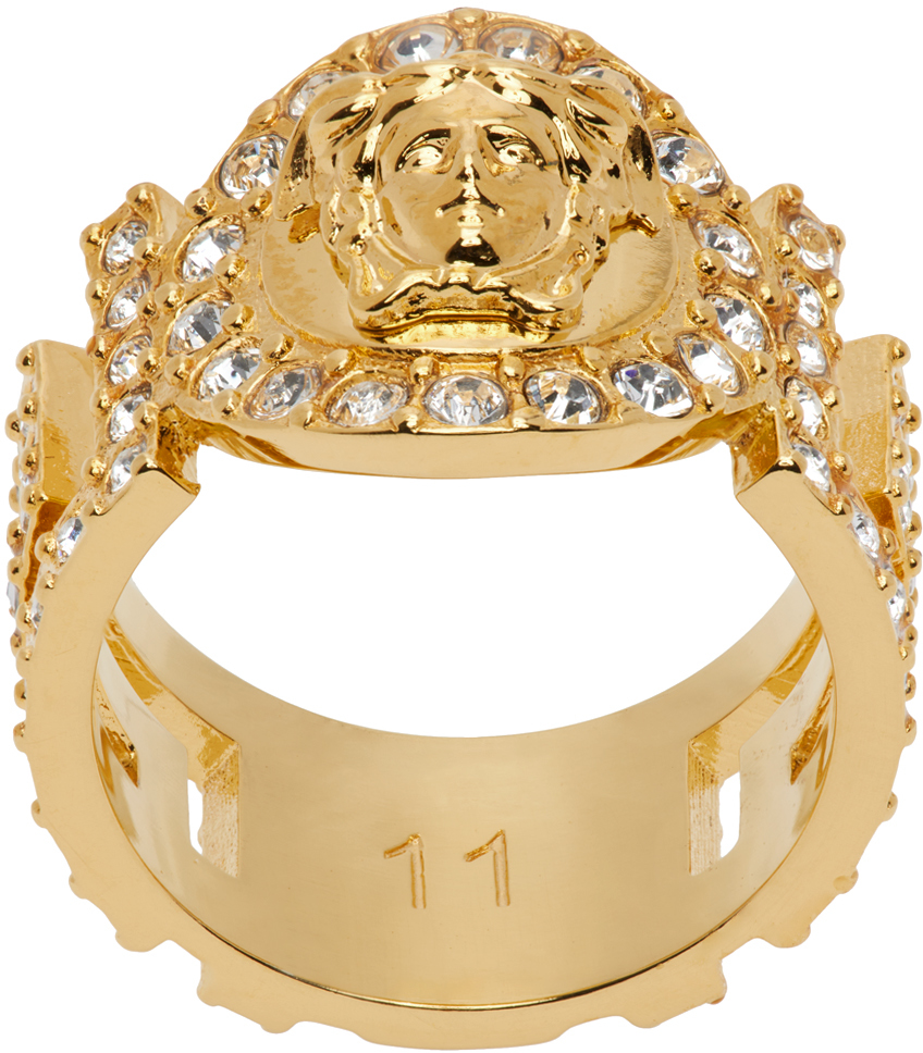 Versace Gold Crystal 'La Medusa' Ring