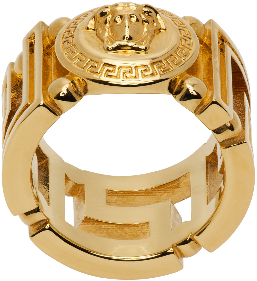 Gold Medusa Greca Ring