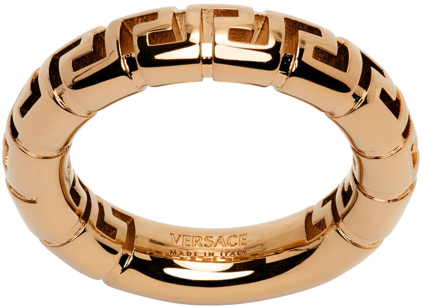 Versace Gold Greek Key Ring In 3j000  Gold
