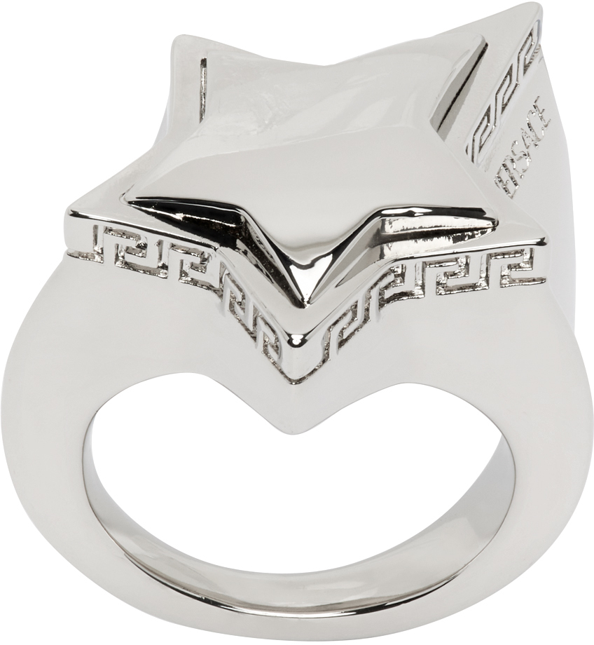 Versace Silver Star Ring In 3j030 Palladium