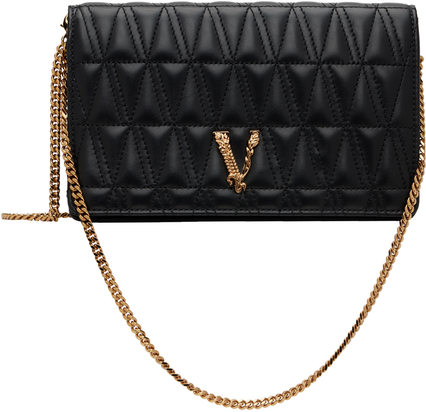 Versace Virtus Quilted Clutch Bag In Black