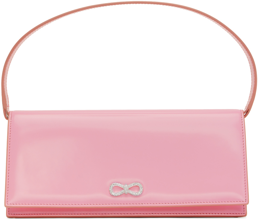 Mach&mach Lg Bow Leather Baguette Top Handle Bag In Pink