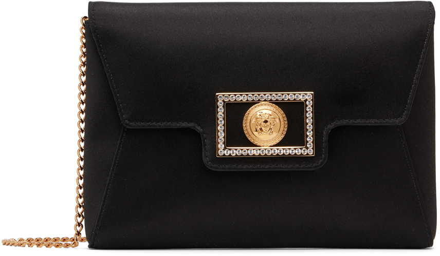 Shop Versace Black Crystal 'la Medusa' Bag In 1b00v Black