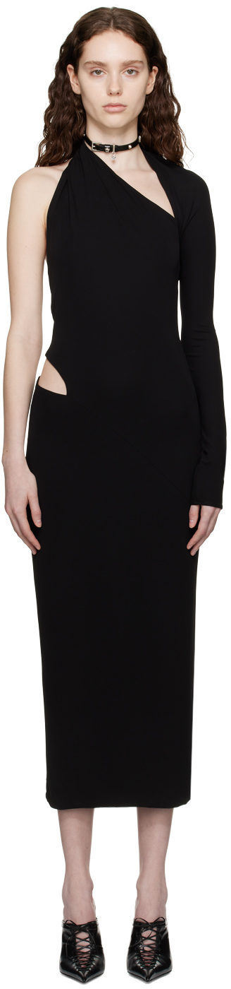 Versace Black Cutout Midi Dress In 1b000 Black