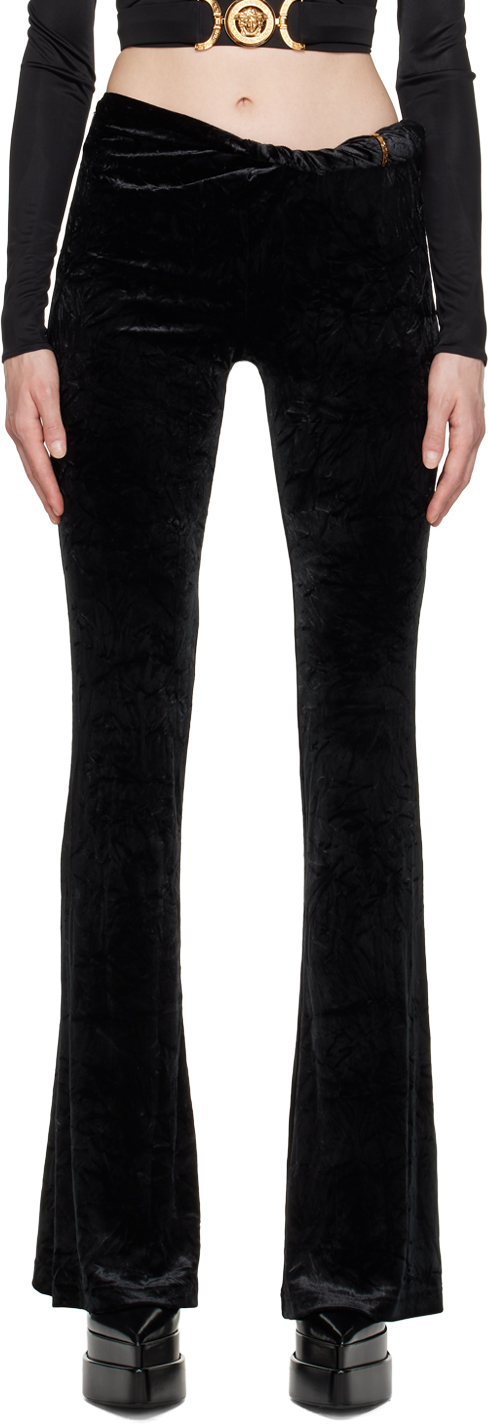 Versace: Black Rolled Flared Lounge Pants | SSENSE