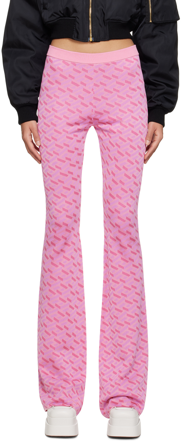 Shop Versace Pink 'la Greca' Lounge Pants In 5p740 Pink+fuxia