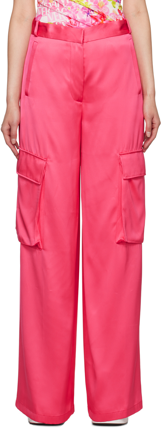 Versace Duchesse Wide Cargo Pants In Pink