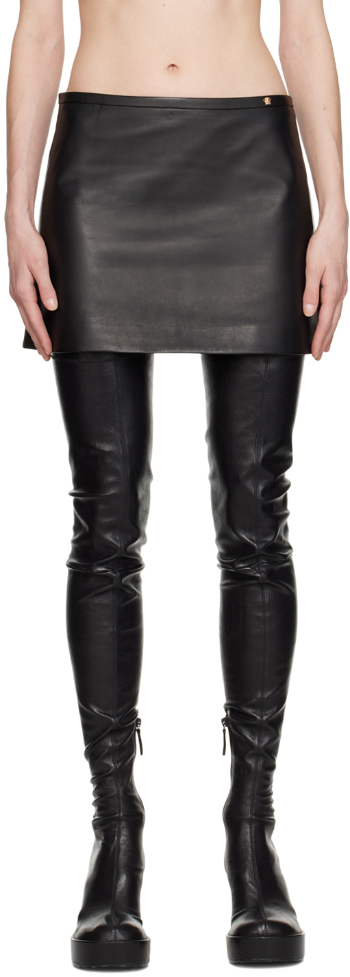 Versace Black Medusa Leather Miniskirt