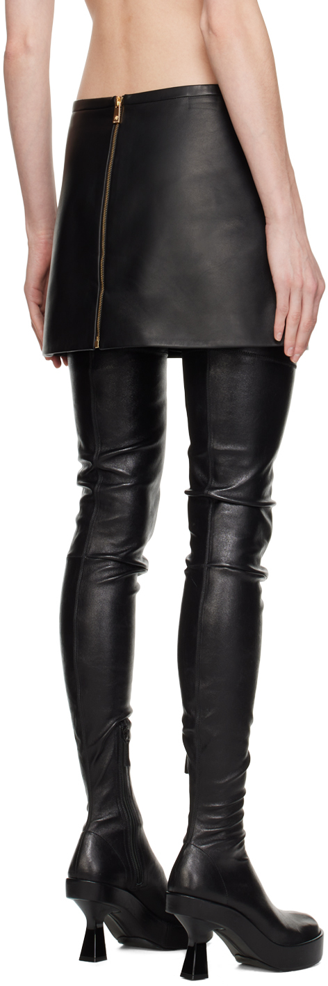 Versace Leather Mini Skirt In 1b000 Black
