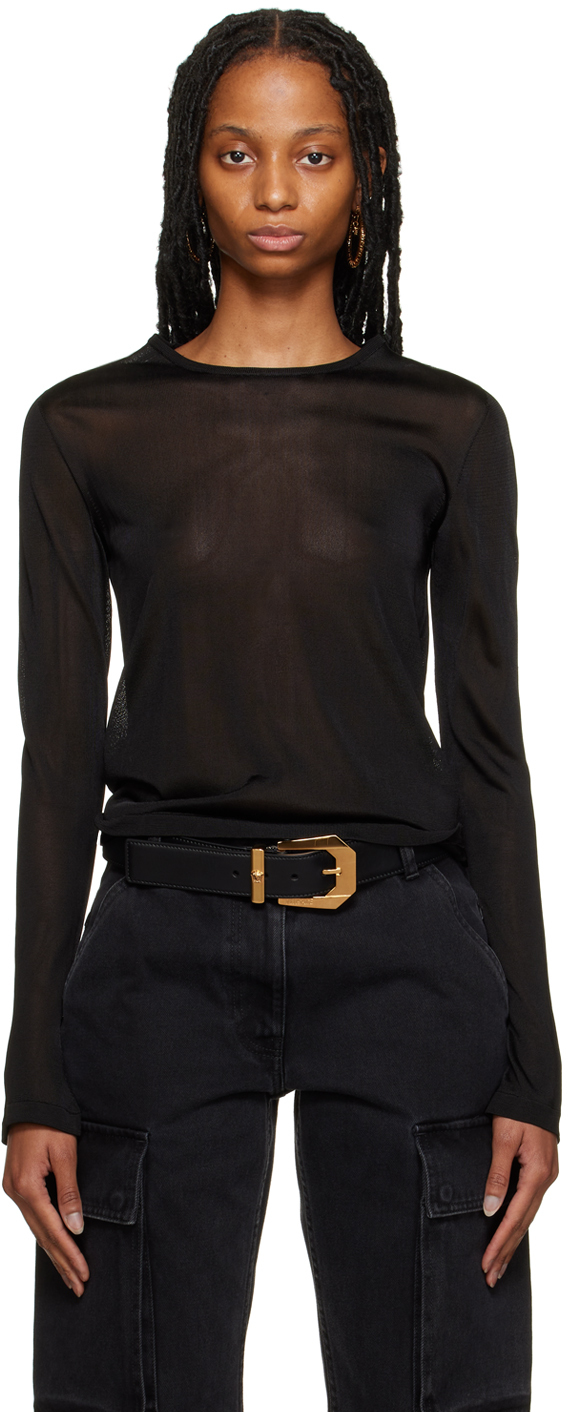 Shop Versace Black Slashed Sweater In 1b000-black