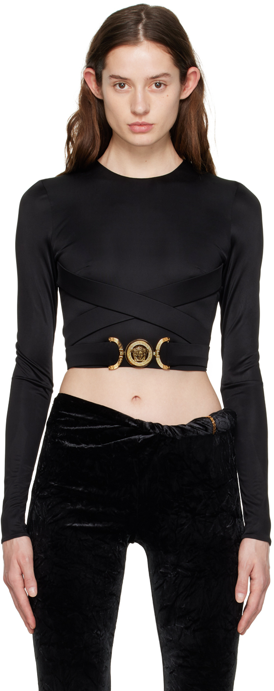 Versace Black Medusa Biggie Long Sleeve T-shirt In Nero