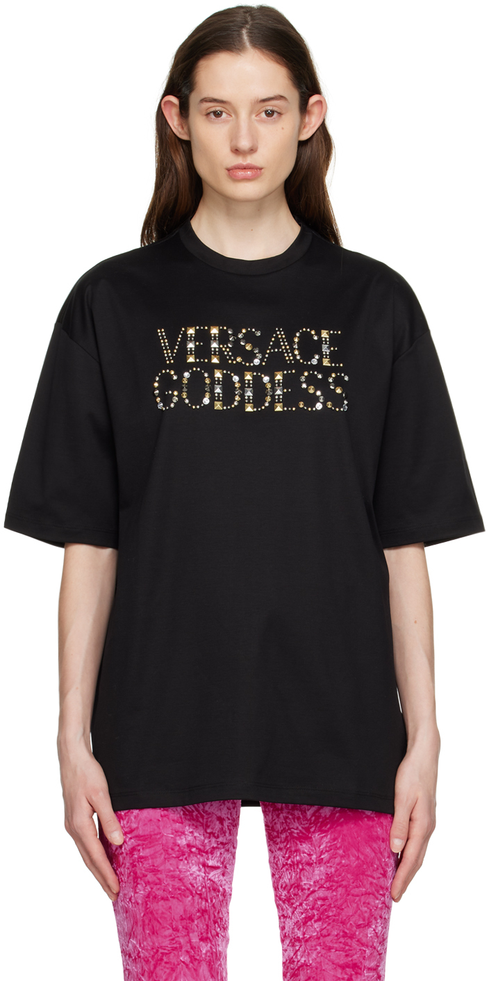 Versace Black Oversized T-shirt In 1b000 Black