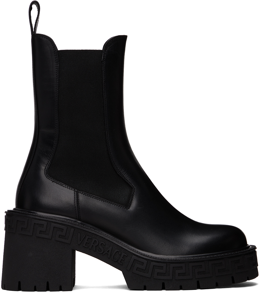 Versace: Black Greca Chelsea Boots | SSENSE