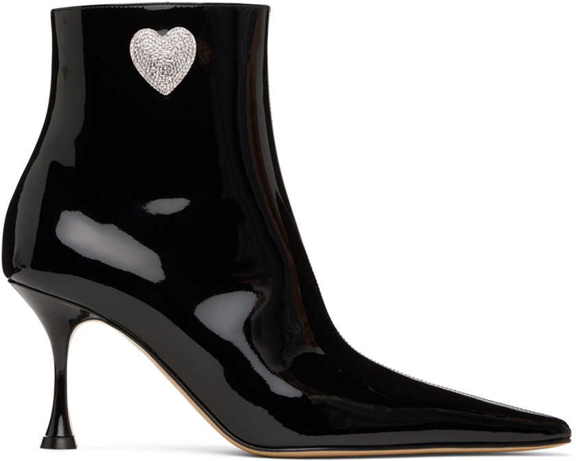 Mach & Mach Black Crystal Heart Boots