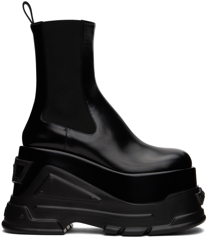 Versace Black Medusa Anthem Boots In 1b000 Black