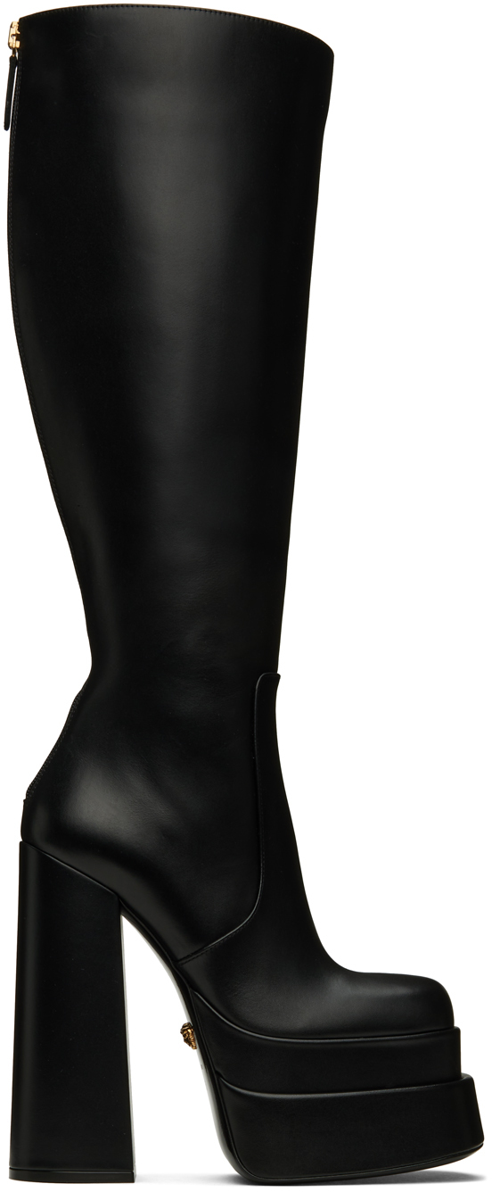 Versace Black Platform Tall Boots