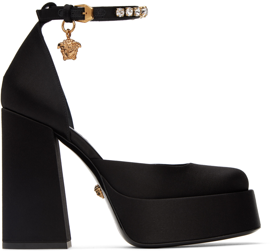 Shop Versace Black Medusa Aevitas Platform Heels In 1b00v Black-