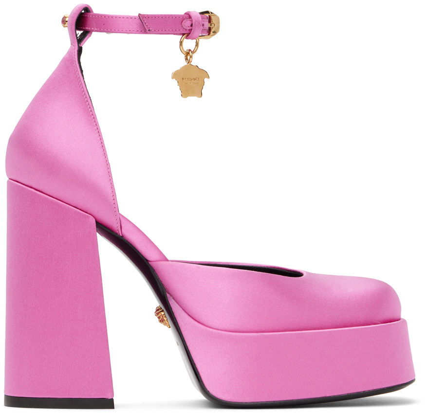 Versace Pink Medusa Aevitas Platform Heels In 1pk4v Pink Paradise-