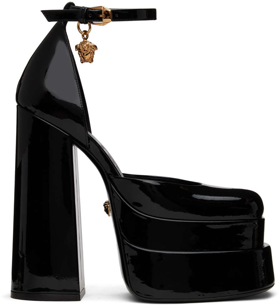 Shop Versace Black Aevitas Heels In 1b00v Black-