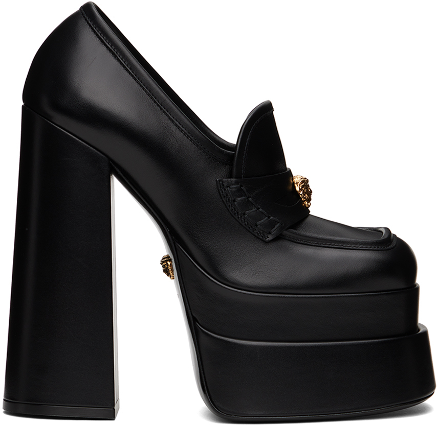 Shop Versace Black Aevitas Platform Heels In 1b00v Black-