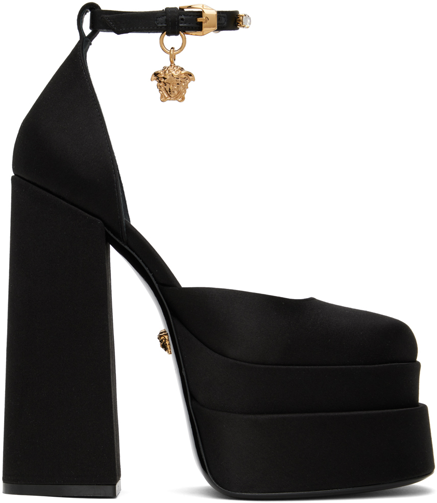 Shop Versace Black Medusa Aevitas Heels In 1b00v Black-