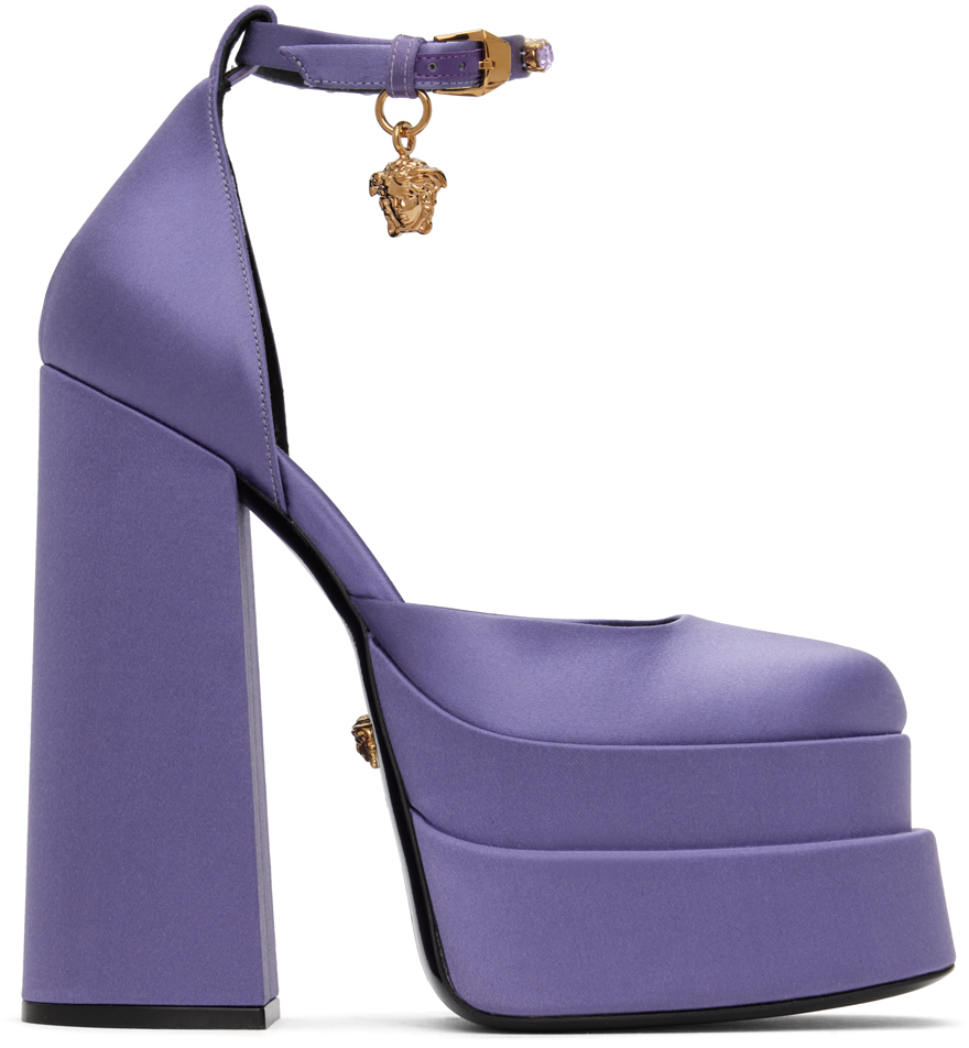 Shop Versace Purple Medusa Aevitas Platform Heels In 1l72v Orchid-