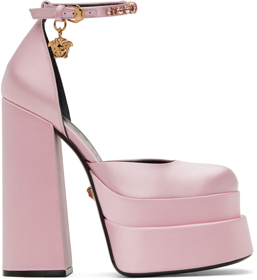 Versace: Pink Medusa Aevitas Heels | SSENSE UK