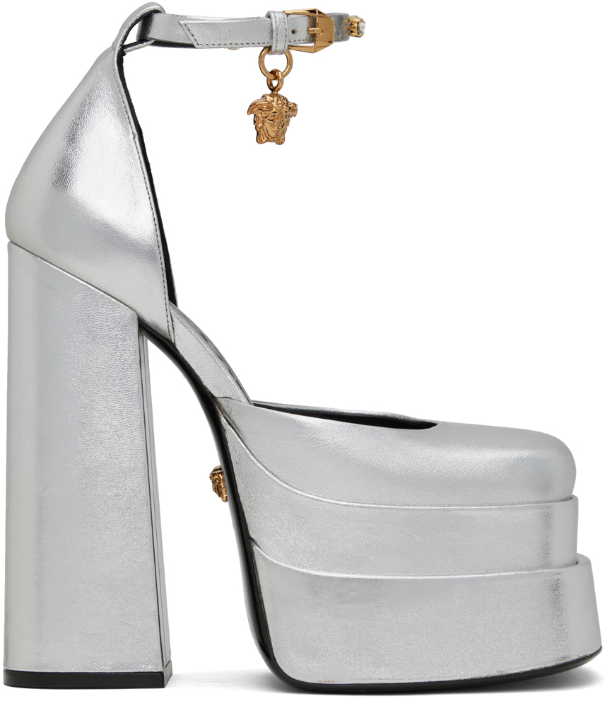 VERSACE SILVER MEDUSA AEVITAS HEELS